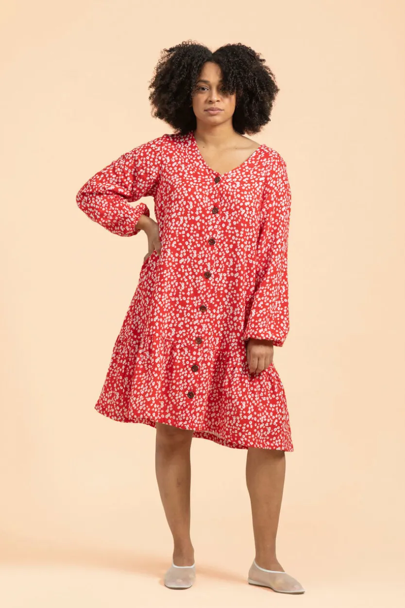 Kaiko Ruffle nappimekko, Flora Red